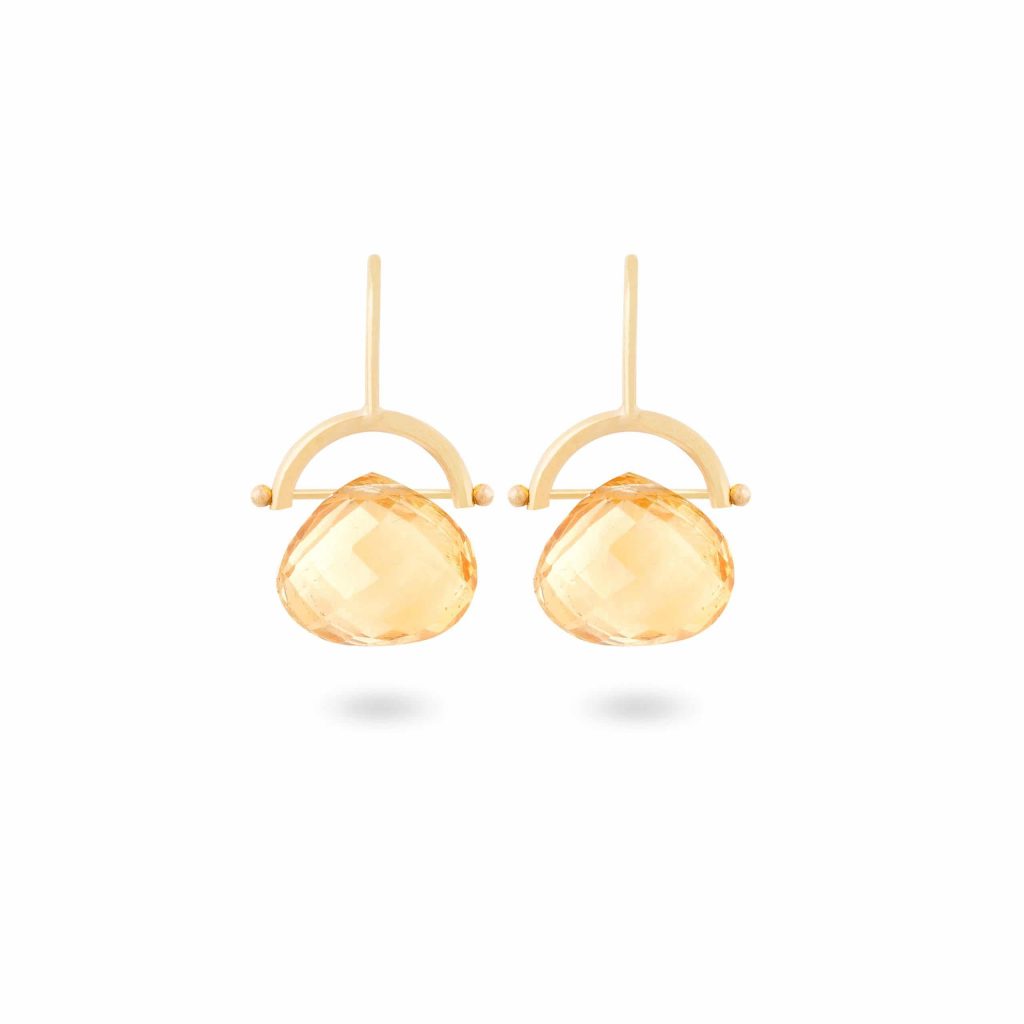 Boucles D'Oreilles Argent 925 Et Citrines - Pendantes Dormeuses - Neuf Avec étiquettes S&G